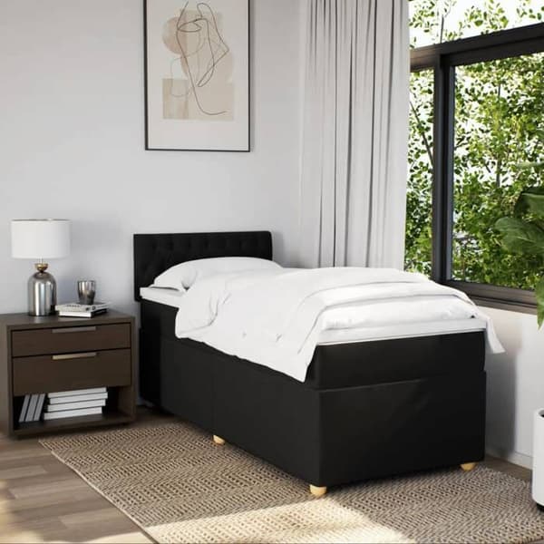 Sengestel med madras - Eksklusivt hjem - 90x200 cm - Sort - Tilpasselige LED-lys