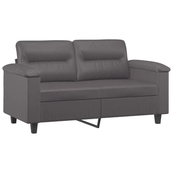 Sofa sæt - MAISON EXCLUSIVE - 3-delt sæt - Grå kunstlæder - Metal- og krydsfinerstruktur - Puff inkluderet Grå