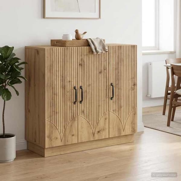 Maison Exclusive - Buffet i håndlavet egetræ 89 x 34,5 x 77 cm Ingeniørtræ