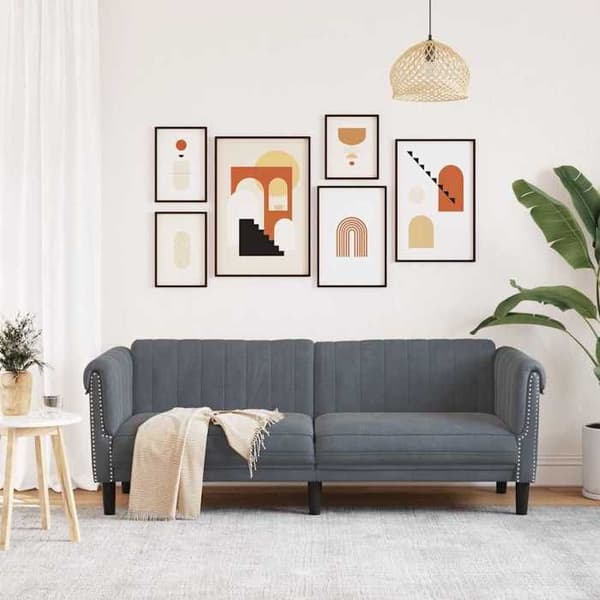 Maison Exclusive - Sofa til 3 personer i mørkegrå velour