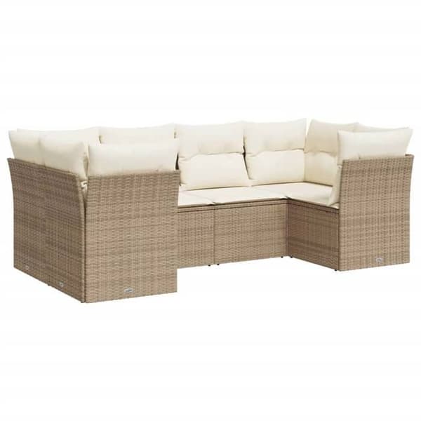 Maison Exclusive - Trädgårdsmöbler med kuddar 6 delar beige flätad resin
