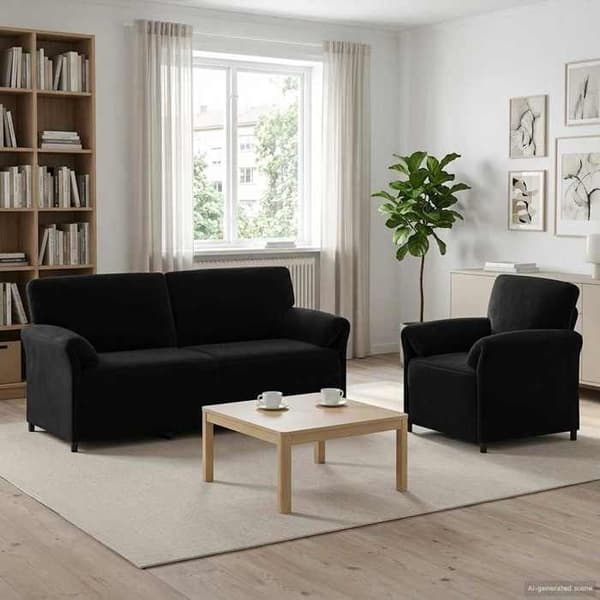 Maison Exclusive - 2 kpl sohvakokonaisuus musta sametti