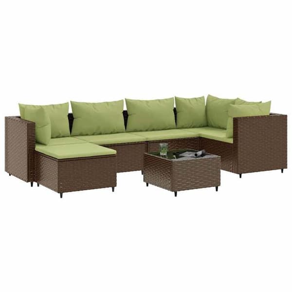 Maison Exclusive - Trädgårdsmöbler med kuddar 7 delar brun flätad resin