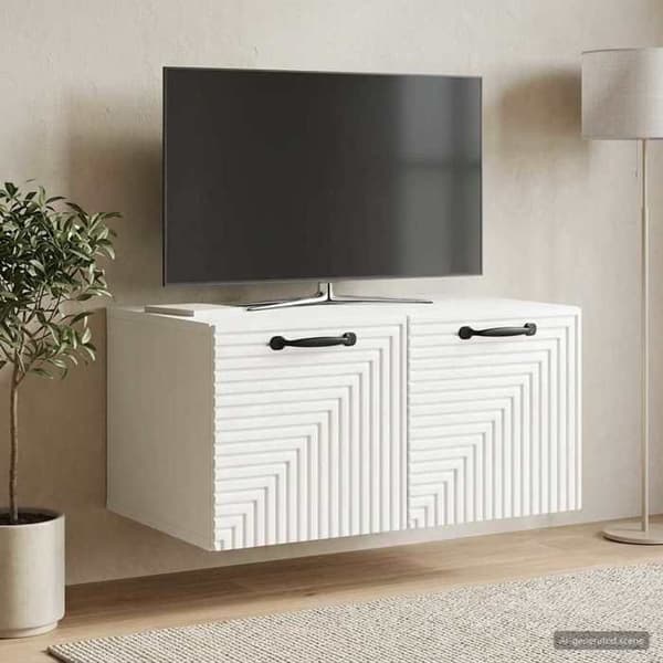 Exklusivt Hem - Väggmonterad TV-möbel Väggmontering Vit glansig 59,5 x 41 x 30 cm