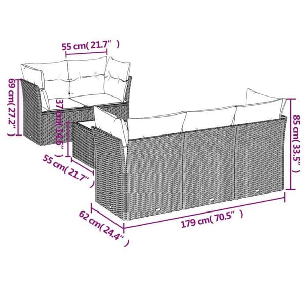 Maison Exclusive - Trädgårdsmöbler 6 delar med grå kuddar i flätad resin