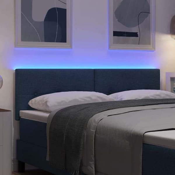 Maison Exclusive - LED-hovedgærde med blå LED-strips 144 cm stof