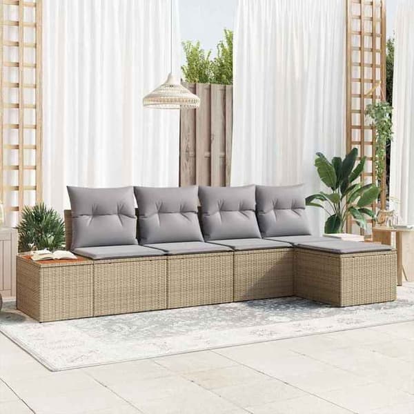 Havemøbler - EKSKLUSIVT HUS - Modulerbart - Beige - Poly rattan - Massiv træramme beige