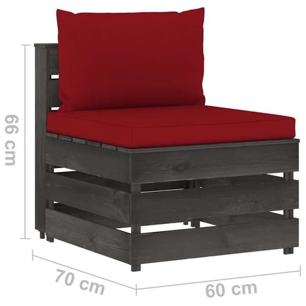 Maison Exclusive - Central sektionell soffa med kuddar, trä impregnerat i grått
