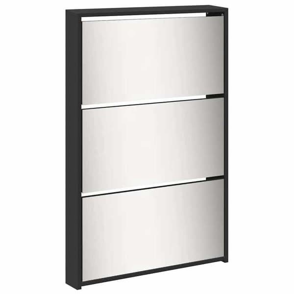 Maison Exclusive - Skoskab med spejl 5 niveauer sort 63x17x169,5 cm