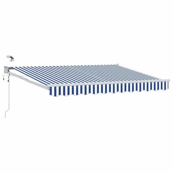 Utdragbart tak - EXKLUSIVT HUS - 2,5 x 2 m - Motoriserat - LED - Väder sensor Blå och vit