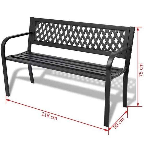 Havemøbel - EKSKLUSIV HUS - 118 cm - Stål - PVC Ryg - Sort Svart