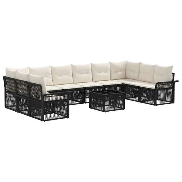 Maison Exclusive - 11 pc havegruppesæt i sort polyrotin