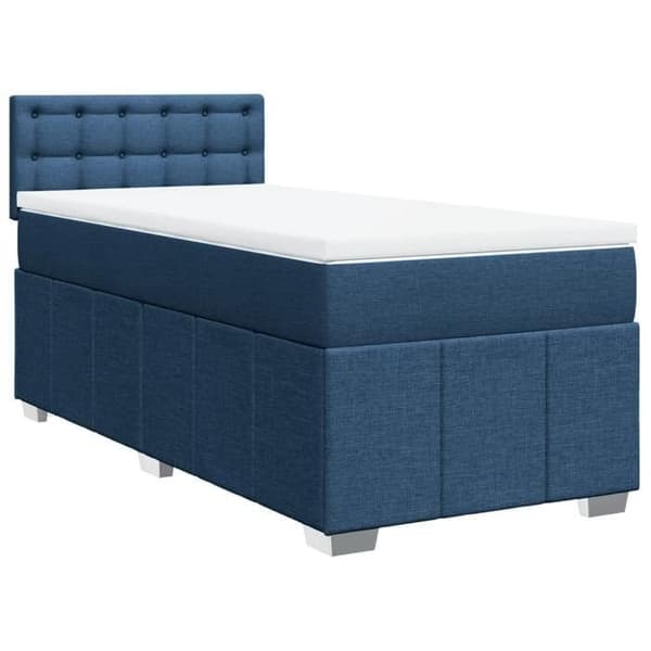 Maison Exclusive - Sengestel med springmadras Blå 90x200 cm Stof