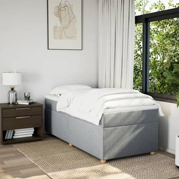 Maison Exclusive - Seng med lameller og madras Grå lys 100x200cm Stof
