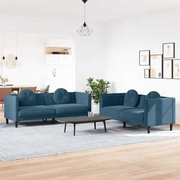 Maison Exclusive - 2 kpl sohvasetti sinisillä samettityynyillä Blå