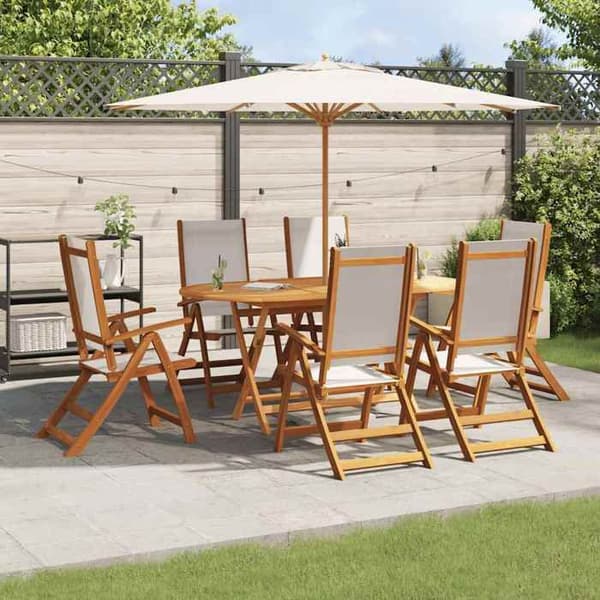 Maison Exclusive - Have spisebordssæt 7 dele i solid akacietræ og textilene
