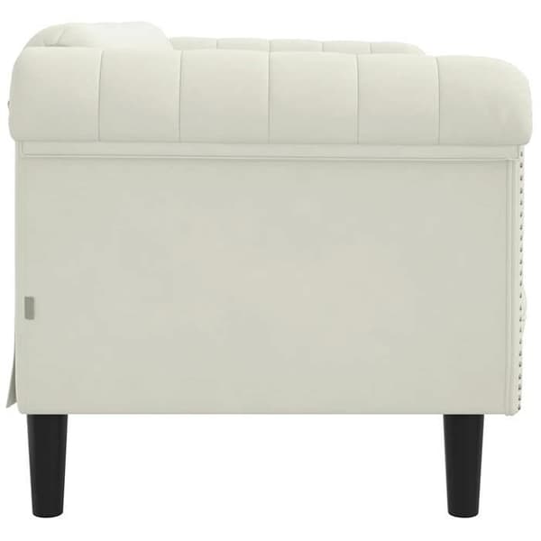 Soffa 2 platser - EXKLUSIVT HEM - Krämfärgad sammet - Polstrade säten - Robust ben - Modern design Grädde
