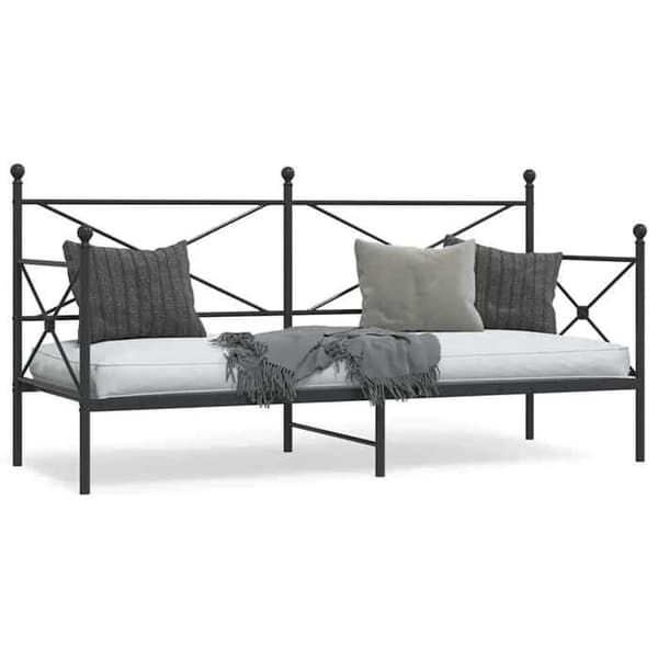 Sengestel - EKSKLUSIV HUS - Hvile seng - 80x200 cm - Sort stål - Lamelseng & opbevaring