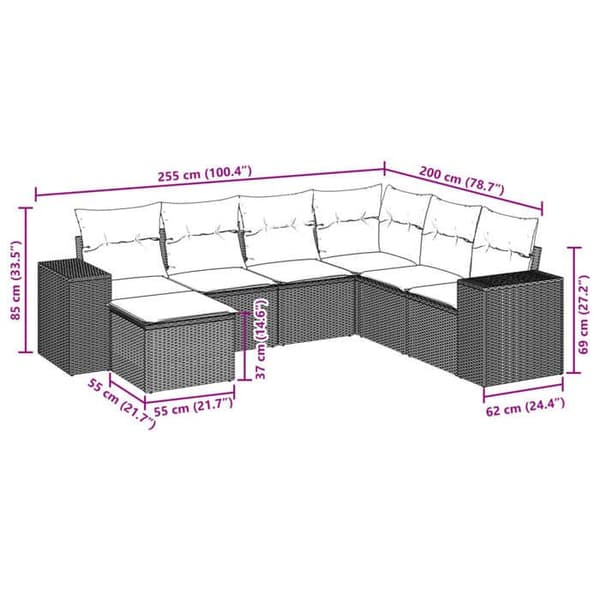 Maison Exclusive - Trädgårdsmöbler med kuddar 7 delar grå flätad resin