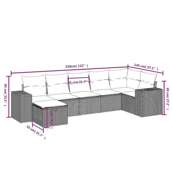 Maison Exclusive - Trädgårdsmöbler med kuddar 7 delar ljusgrå flätad resin
