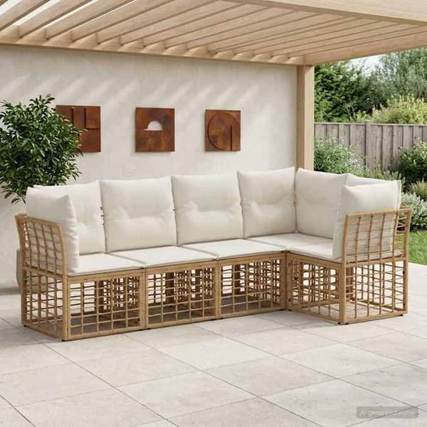 Maison Exclusive - Sæt af udendørs sofaer i naturlig polyester
