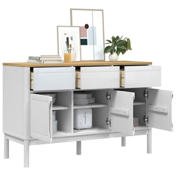 Maison Exclusive - Buffé FLORO vit 114x43x74 cm massiv furu Vit