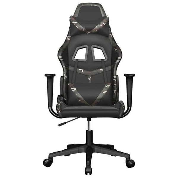 Maison Exclusive - Spilestol med massage i sort og camouflage kunstlæder
