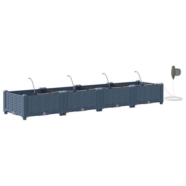 Jardiniär / Kruka - EXKLUSIV HEM - 160 x 40 x 22 cm - Pack 4 - Grå - Polypropen Grå