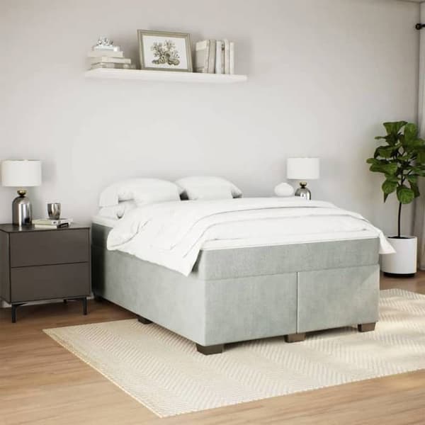 Maison Exclusive - Seng solid bund med socker og madras Grå 160x200cm Velour