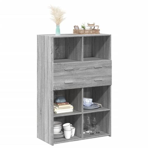 Maison Exclusive - Buffé hög sonoma grå 80x42,5x124 cm ingenjörsträ