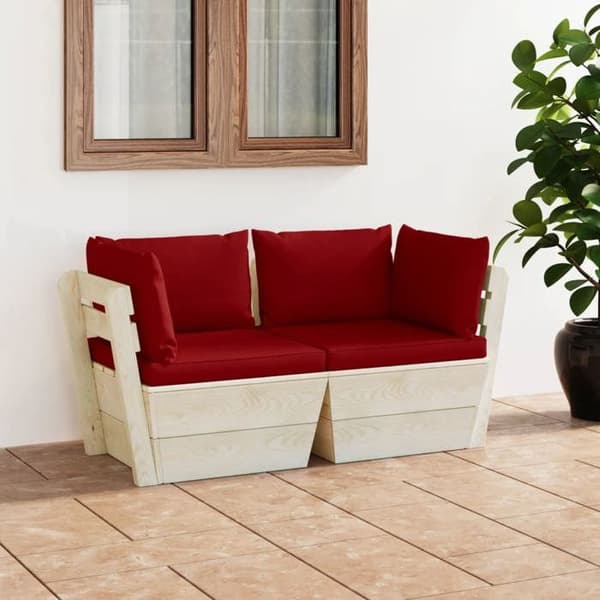 Sofa palette 2 pladser - MAISON EXCLUSIVE - Furu træ - Polyester puder - Tykt polstring - Til haven
