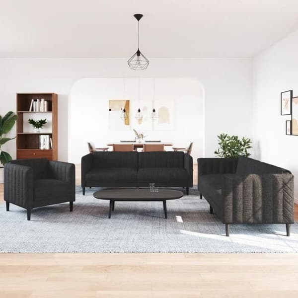 Maison Exclusive - Sæt af 3 sorte stofsofaer