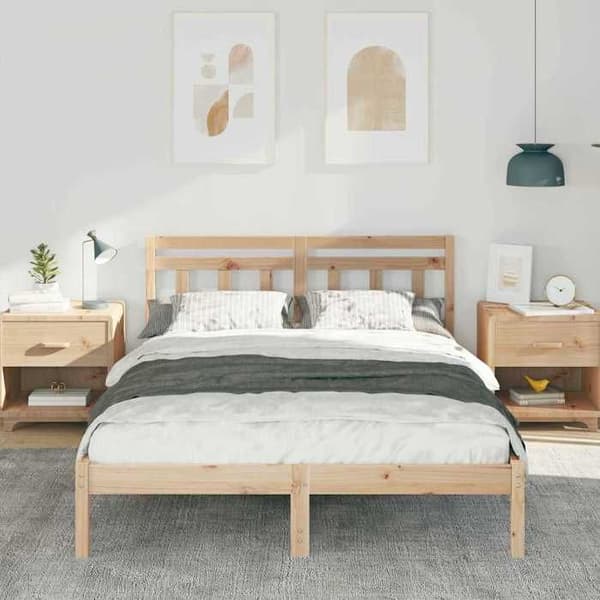 Maison Exclusive - Sängram Brun 140 x 190 cm Massivt trä