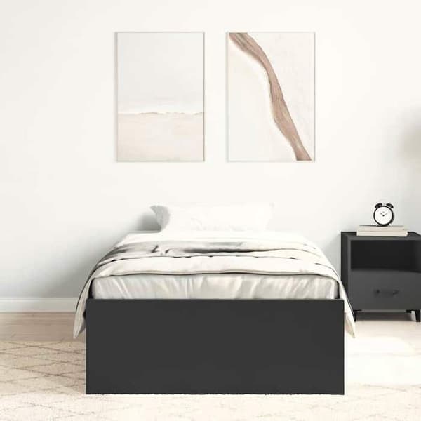 Sengestel - EKSKLUSIV HUS - 90x200 cm - Sort - 6 rum - Lamelseng Svart