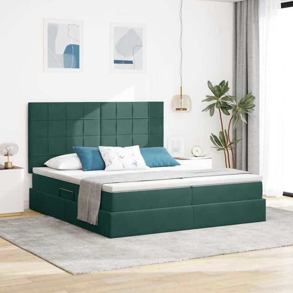 Maison Exclusive - Förvaringssäng med mörkgrön lagring 200 x 200 cm Sammet Mörkgrön