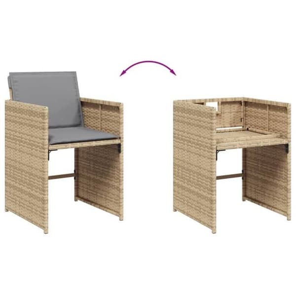 Maison Exclusive - Trädgårds matsalsset med kuddar 5 delar blandad beige rotting