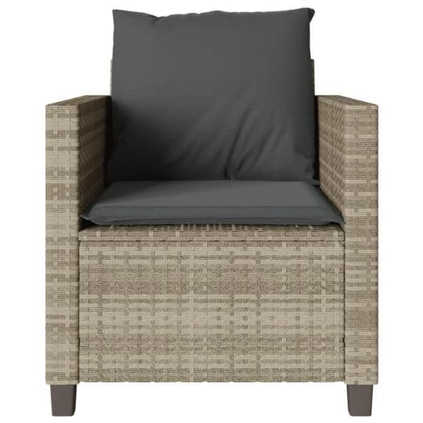 Maison Exclusive - Bistro-set 3 delar med ljusgrå kuddar i flätad resin