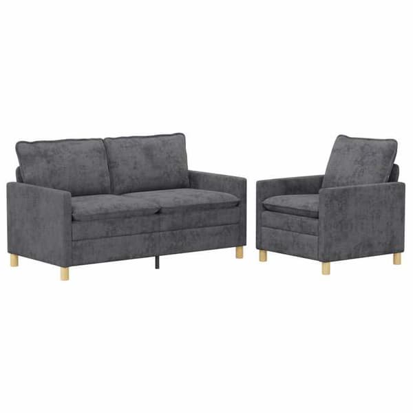 Sofa - EKSKLUSIVT HUS - Sæt med 2 dele - Mørkegrå - Polyester - Robust metalramme Mörkgrå