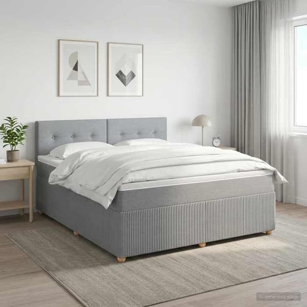 Sengestel med madras - EKSKLUSIV HUS - Boxspring seng - 160 x 200 cm - Lys grå - Justerbar hovedgærde Ljusgrått