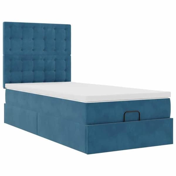 Maison Exclusive - Ottoman sängram med mörkblå madrass 90x190 cm sammet Mörkblå