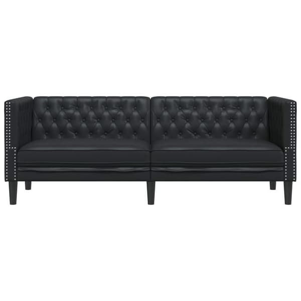 Maison Exclusive - Chesterfield sort 3-personers sofa i kunstlæder
