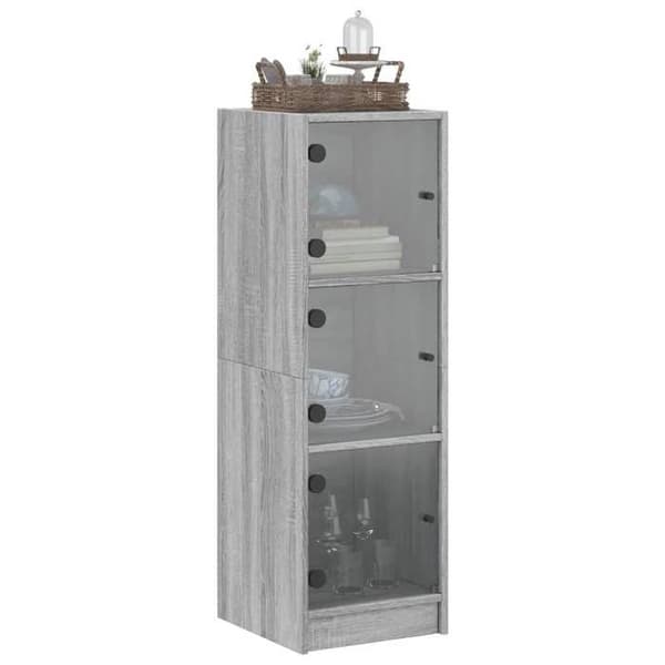 Maison Exclusive - Buffet med glasdøre sonoma grå 35x37x109 cm