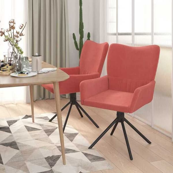 Maison Exclusive - Snurrstolar för matbord, set om 2, Rosa Sammet