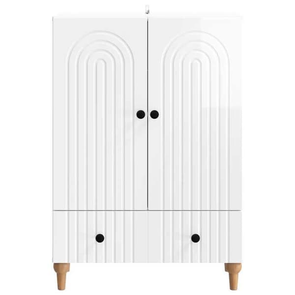 Maison Exclusive - Buffé Vit glänsande 66 x 34,5 x 95 cm Ingenjörsträ Vit