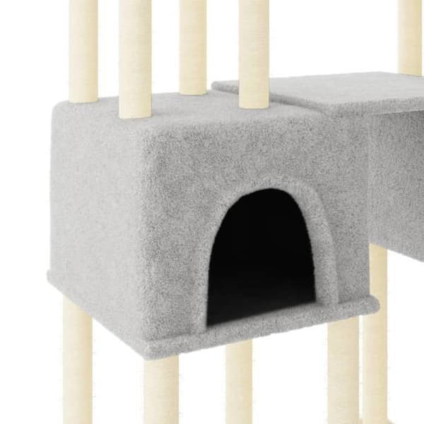 Kattetræ - Eksklusivt hus - Lys grå - 199 cm - 6 multi-niveau huse Ljusgrått