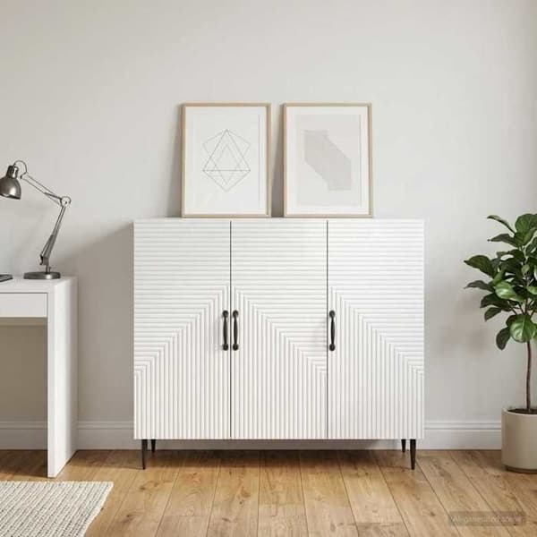 Maison Exclusive - Hvid glans buffet 89 x 34,5 x 80 cm Ingeniørtræ