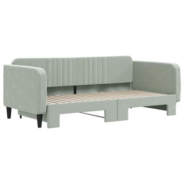 Maison Exclusive - Dagbädd med utdragbar säng i ljusgrått 100x190 cm sammet ljusgrått