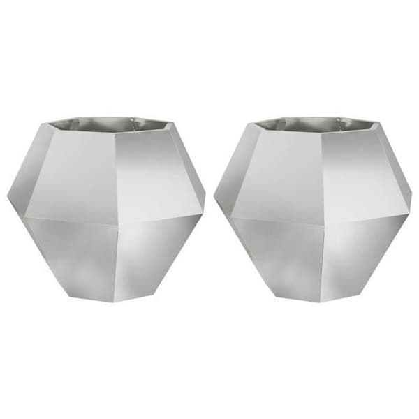 Jardinière - MAISON EXCLUSIVE - 75 x 75 x 60 cm - Galvaniseret stål - Sæt af 2 - Rektangulær Silver