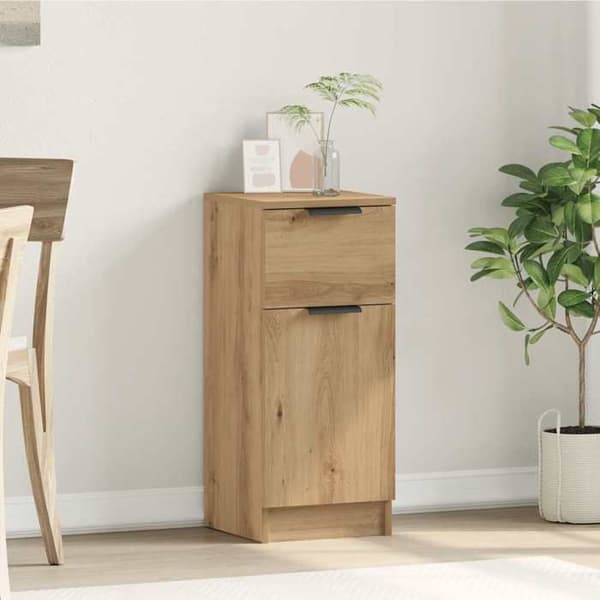 Maison Exclusive - Buffet i egetræ, håndlavet 30x30x70 cm, ingeniørtræ