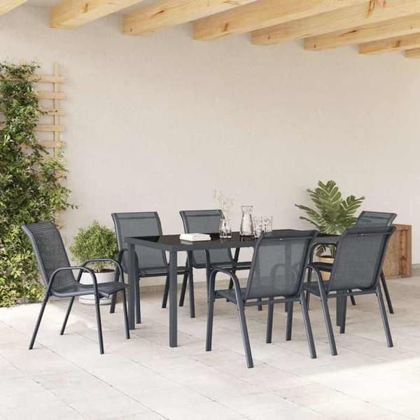 Maison Exclusive - Stapelbara trädgårdsstolar set om 6 Grå Textilene